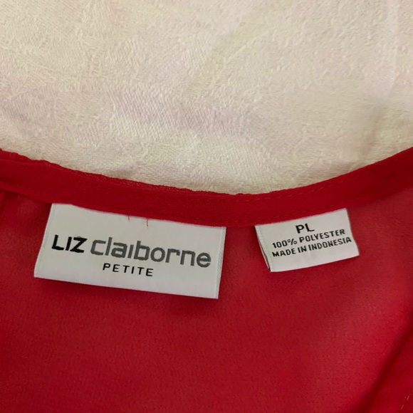 LIZ CLAIBORNE RED SUMMER RUFFLED TOP PET LARGE NWT - Picture 3 of 7